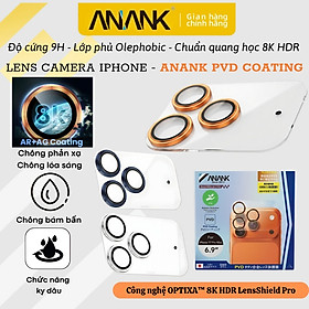 Cường lực PVD lens camera OPTIXA 8K HDR hiệu ANANK AG+AR Coating cho iPhone 17 Pro Max / 17 Pro Chống Lóa Anti-Reflection, Sapphire Chống Xước 9H, Lens Cao Cấp Nhật Bản - Hàng nhập khẩu - Cam - Iphone 17 Pro