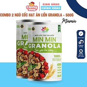 2 Hộp 1kg Ngũ Cốc Granola Min Min  Ngũ Cốc Hạt Ăn Liền Granloa Min Min 1hộp 500gr