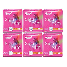 Combo 6 gói Băng vệ sinh Diana Siêu thấm dày không cánh 8 miếng