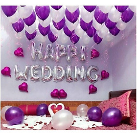 Set bóng happy wedding tone tím trắng