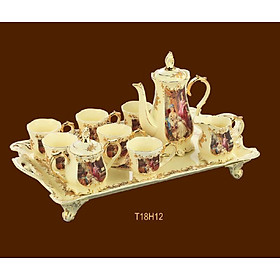 Mua BỘ ẤM CHÉN PHA TRÀ KÈM KHAY SỨ ( HOẶC 6 ĐĨA NHƯ HÌNH ) VÀ HAI TỐNG ĐƯỜNG SỮA PHONG CÁCH HOÀNG GIA TÂN CỔ ĐIỂN - VD71