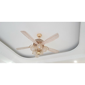 Mua QUẠT TRẦN ĐÈN CHÙM 5 CÁNH GỖ TỰ NHIÊN - 5 CÁNH THÉP VÂN GỖ  5 CHAO - TẶNG THÊM ĐIỀU KHIỂN TỪ XA
