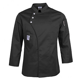 3X Unisex Chef Jacket Coat Long Sleeve Waiter Uniforms Apparel Tops Black M