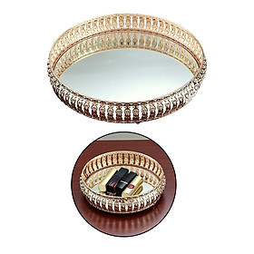 Decorative Tray, Gold Mirror Tray for Jewelry Storage Organizer Makeup Tray for Vanity, Dresser