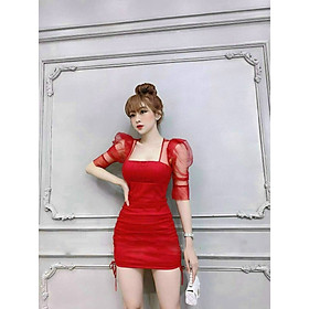 Đầm body phối lưới