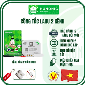 Mua Công Tắc Điện Thông Minh Hunonic Lahu 2 Kênh│Công tắc wifi điều khiển từ xa qua điện thoại│Hàng Việt Nam