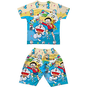 Đồ bộ bé trai, bộ cộc tay cho bé trai hình Doremon bigsize 40-65KG chất thun lạnh Thái mát