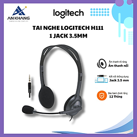 Tai nghe Logitech H111 - 1 jack 3.5mm, Mic khử giảm tiếng ồn, âm thanh nổi - Hàng Chính Hãng - Bảo hành 24 tháng