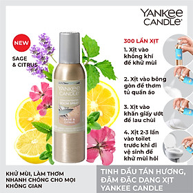 Tinh dầu tán hương đậm đặc, dạng xịt Yankee Candle - Sage & Citrus 42.5g