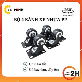 Mua Bộ 4 Bánh Xe Đẩy Hàng  Nhựa PP Loại Tốt - 4cm  5cm - Có khóa Chống Trượt