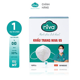 Khẩu Trang Niva 95 Hộp 10 Chiếc Ngăn Giọt Bắn, Lọc Vi Khuẩn, Không Gây Kích Ứng Da, Hàng Chính Hãng Cao Cấp