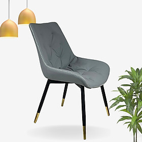 Mua Ghế phòng ăn nhà hàng chân sắt tĩnh điện bọc ống đồng mạ vàng  mép nệm thêu chỉ trắng phong cách hiện đại tân cổ điển / dining chair / showroom chair / luxury chair LUX 25C-P CAPTA Tp HCM