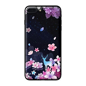 Ốp in cho iPhone 7 Plus Hoa Hươu Nền Đen - Hàng chính hãng