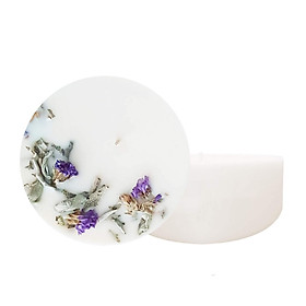 Mua Nến thơm sáp đậu nành với tinh dầu cây Xô thơm Clary Sage  trang trí lá xô thơm trắng và hoa salem tím - 200ml
