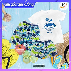 Bộ đồ đi biển nhóm hay cặp đôi gia đình gồm áo thun và quần hoạ tiết cây dừa nổi bật DDB60 | DONGPHUCSG