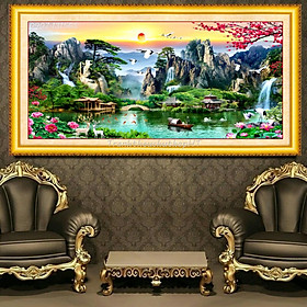 Mua Tranh thêu chữ thập Phong cảnh lưu thủy sinh tài LV3323 - tự thêu
