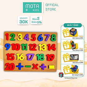 [M92-215 - Mota Montessori] Đồ chơi cho bé Bảng gỗ chữ số và phép tính học toán từ 1 đến 20 - Hàng chính hãng