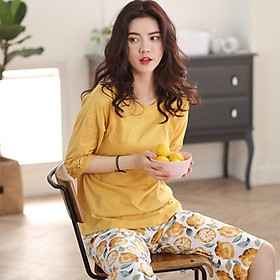 Bộ mặc nhà cotton chanh vàng