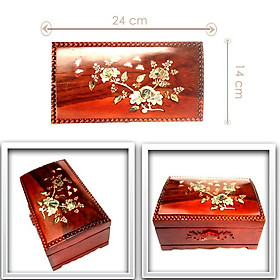 Mua Hộp đựng trang sức bằng gỗ cẩm phối gỗ hương  hàng thủ công cao cấp và khảm trai Bông hoa dày  đẹp sang trọng