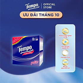 Khăn giấy bỏ túi cao cấp Tempo Petit 18 - 4 lớp bền dai, được kiểm nghiệm da liễu - Thương hiệu Đức (18 Gói/Lốc)