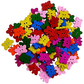 100 Pieces Mixed Wooden Butterfly Buttons Colorful 2 Holes Wood Animal Buttons for Clothing Accessories DIY Decor Crafts Children Gift