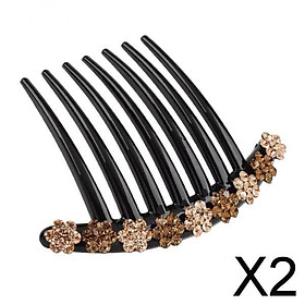 2xRhinestones Hair Comb Clip Updo Bun Maker Bridal Hair Styling Tool Champagne