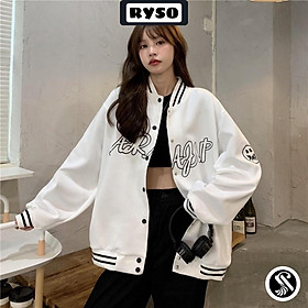 Áo khoác dù bomber bóng chày 2 lớp dày dặn cáo cấp unisex áo cặp nam nữ mặc vừa form rộng