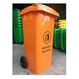 Thùng rác nhựa công cộng 240L ngoài trời (xanh lá, cam, vàng)