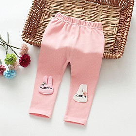 Quần legging họa tiết chấm bi tai thỏ chất thun cotton mỏng mát cho bé