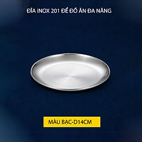 Đĩa để đồ ăn đa năng bằng inox 201 tiện dụng, màu vàng hoặc bạc tùy chọn