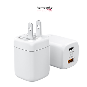 Củ Sạc Nhanh 20W 2 Cổng Power Delivery Quick Charge QC 3.0. Chứng Nhận CE/FCC/ROSH - Hàng Chính Hãng Tamayoko - Màu Trắng - Chân dẹp US