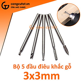 Bộ 5 đầu điêu khắc gỗ trục 3mm cỡ 3mm