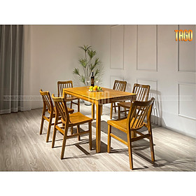 Bộ bàn ăn gỗ Xuân hè 6 ghế - XH6C18N