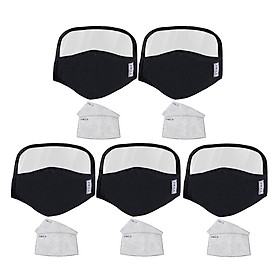5 Pieces Anti Dust Adults Mouth Cover Masks With Clear Eye  Black