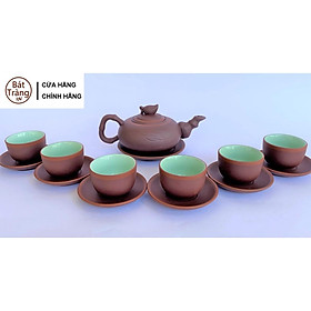 Mua Bộ Ấm Trà Tử Sa Bát Tràng Trúc Đào Nâu S1 Màu nâu/lòng tách trà xanh ngọc Đất Tử Sa / Xưởng Gốm  mua làm quà tặng