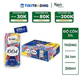 Thùng 24 lon Bia Pháp Kronenbourg 1664 Blanc (250ml/lon) - Độ cồn 5%