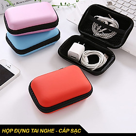 Mua  Hộp Đựng Túi ĐưngHộp Đựng Tai Nghe Cáp   Cóc Sạc Hình Chữ Nhật Tiện Lợi  (12*8*3cm)- Màu Ngẫu Nhiên