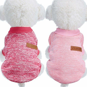 2 mảnh quần áo cho thú cưng Puppy Puppy cổ điển áo len mùa đông nóng bỏng (S, Red Rose, Pink)