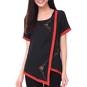 Áo Kiểu Thêu Phối Viền An Thủy 678 - Đen