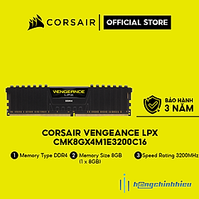 Mua Bộ nhớ RAM dành cho PC CORSAIR VENGEANCE LPX CMK8GX4M1E3200C16 1x8G DDR4 Buss 3200 MHz Hàng chính hãng