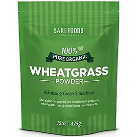 Organic Wheatgrass Powder (15 Ounce): Natural Vegan Whole Food Fiber, Chlorophyll, Antioxidants, Vitamins A, E, C, Selenium, and Iron by Sari Foods Company