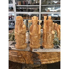 Bộ tượng Tam Đa Phúc Lộc Thọ phong thủy đá ngọc hoàng long - Cao 30cm