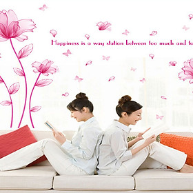 Decal dán tường hoa pha lê hồng hạnh phúc sk9200