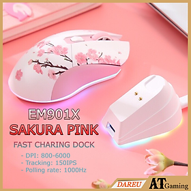Mua Chuột không dây Gaming DAREU EM901X RGB - SAKURA PINK ( SUPERLIGHT  FAST CHARING DOCK ) - Hàng chính hãng