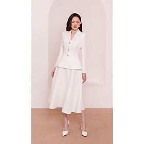 Set áo blazer & chân váy xòe Fiato thiết kế cao cấp WHITE CHIC