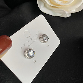 DA07 Khuyên tai bông tai hoa tai khoen nụ đá bạc 925