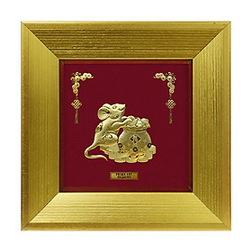 Mua Tranh vàng 24k Chuột và túi tiền vàng tài lộc - CGS-0716-03