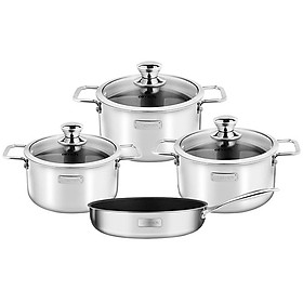 Hình ảnh Bộ nồi Inox dập nguyên khối Elmich Trimax Classic EL-2110OL Size 18, 20, 24, chảo 26cm