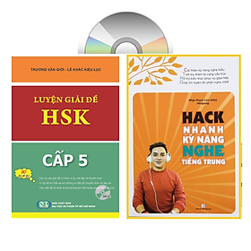 Combo 2 sách Luyện giải đề thi HSK cấp 5 có mp3 nghe + Hack nhanh kỹ năng nghe tiếng Trung+DVD tài liệu