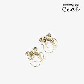 CECI - Khuyên tai nữ hình chiếc nơ đính đá lấp lánh CC1-02000184